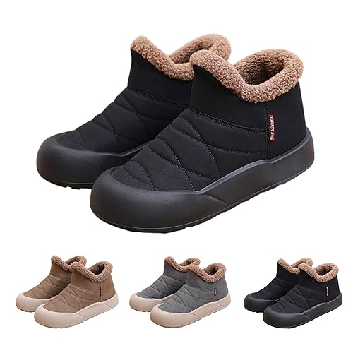 Snow Boots Women Winter Shoes for Women Warm Ladies Boot with Fur Lined Comfortable Womens Walking Booties Wide Fit Anti-Slip Ankle Boots Slip Ins Outdoor for Girls
