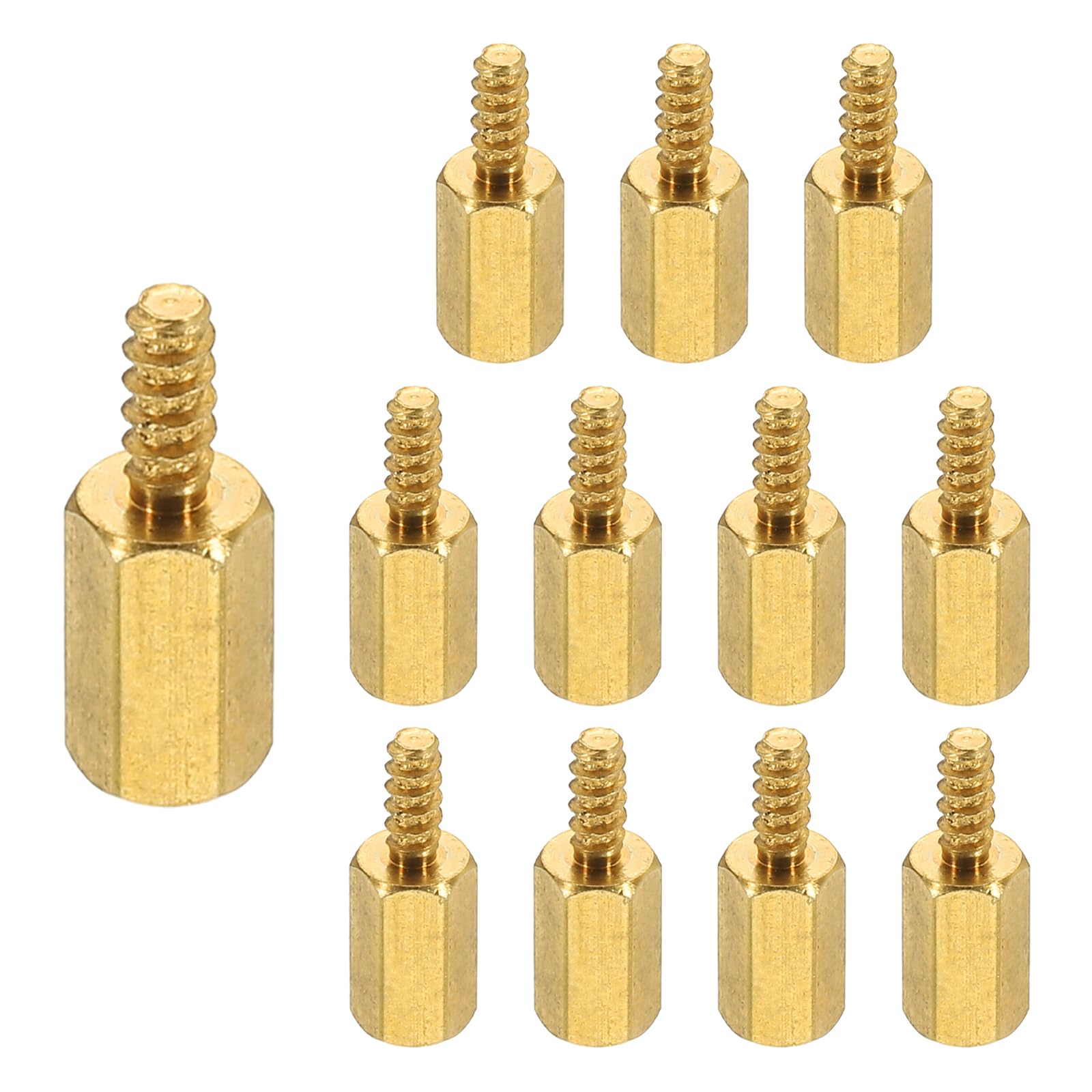 PATIKIL 12pcs M2.5 Male to Female Self-Tapping Hex Standoffs Spacers Pillars, M2.5 8+6mm Brass Motherboard Standoffs Copper — image 1