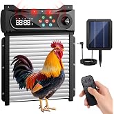 Automatic Chicken Coop Door Solar Timer/Light Sensor Powered,Auto Opener | Flashing Light Alarm Remote , Rechargeable Remote Control &amp; Anti-Pinch Safety, LCD Display, All Weather Outdoor Use