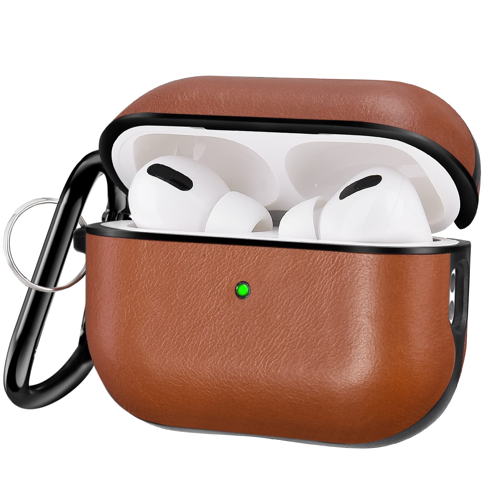 Photo 1 of V-MORO Compatible with Airpods Pro 2nd Generation Case Genuine Leather Case Cover[Front LED Visible] iPods Pro 2 Earbuds Charging case Protective Cover Skin Brown Men