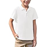 Haloumoning Boys Short Sleeve Polo Shirt Kids Collared School Uniform Shirts 5-14 Years