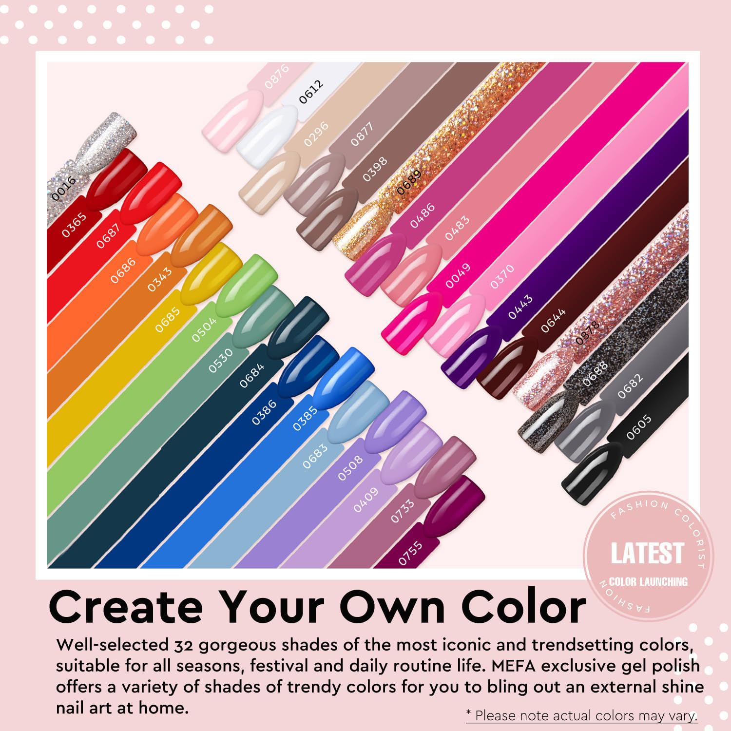 MEFA 56 Pcs Gel Nail Polish Kit with U V Light, 32 Colors All Seasons Soak Off Gel Polish Nail Set with Matte/Glossy Base Top Coat Essential Manicure Tools Nails DIY Easter Decorations Gifts for Women - Image 3