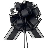 TIAMALL 6 PCS 6 inches Large Black Pull Bows for Gifts Wrapping Wedding Present Baskets