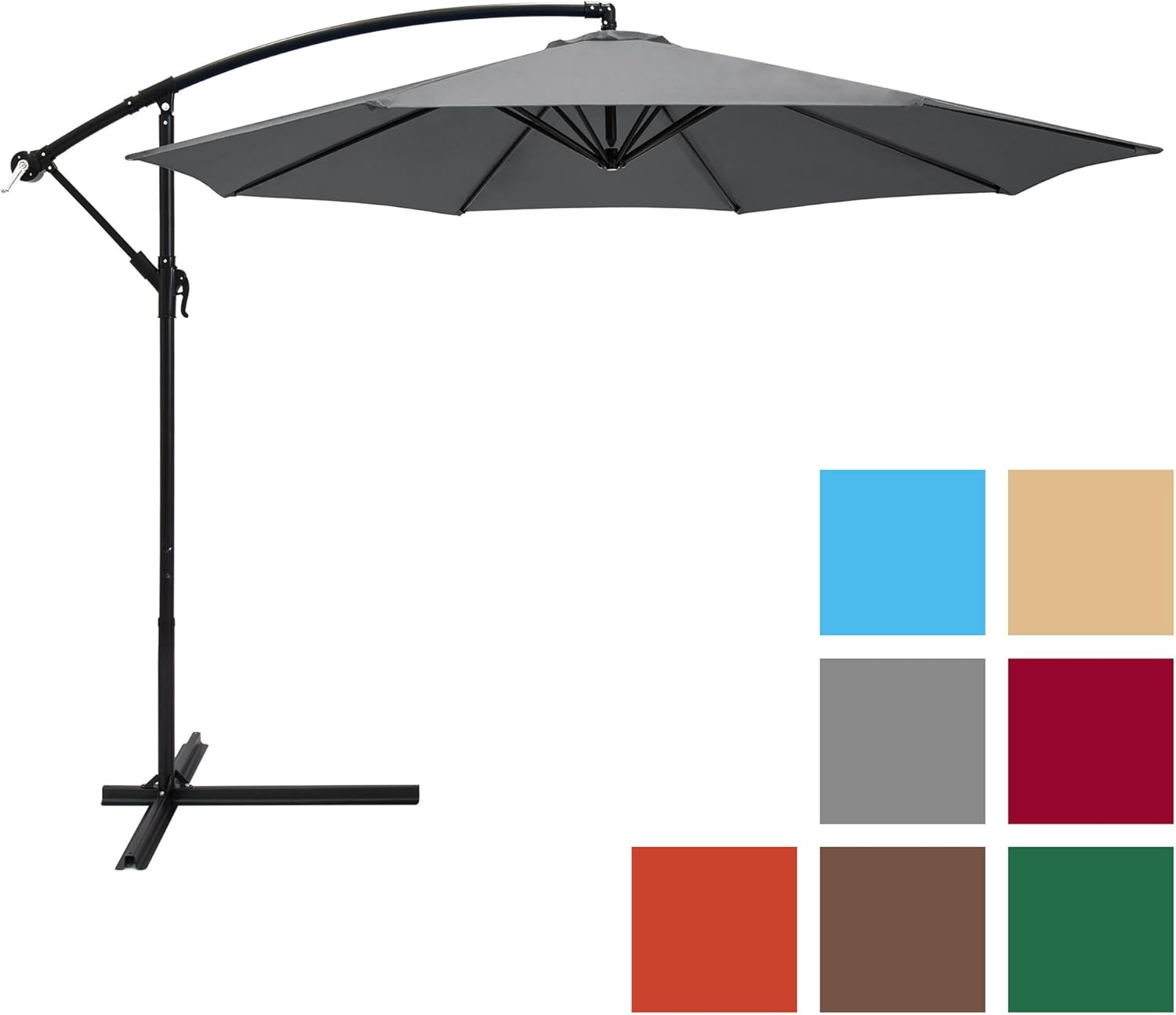 Best Choice Products 10ft Offset Hanging Outdoor Market Patio Umbrella Gray Amazon Ca Clothing Accessories