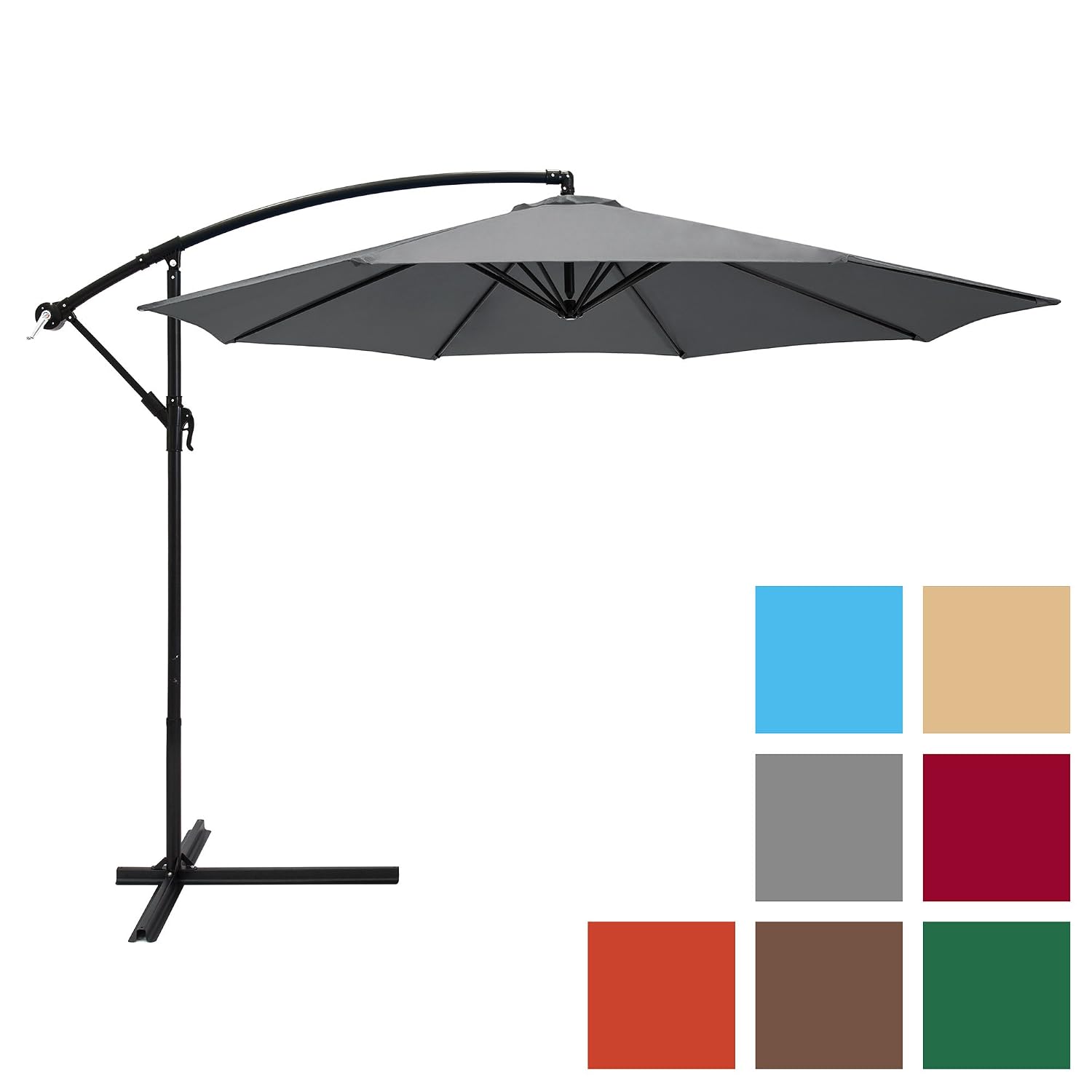 Best Choice Products 10 Foot Offset Hanging Aluminum Polyester Market Patio Umbrella W 8 Ribs And Easy Tilt Adjustment Gray Amazon In Garden Outdoors