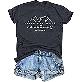 Womens Christian Shirt Faith Can Move Mountains T Shirt Faith Inspirational Tee Religious Sayings Tops