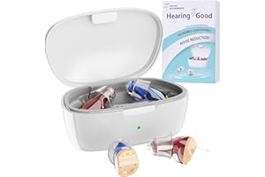 MEIMOUSE Hearing Aids for Seniors, Invisible Hearing Amplifiers with Noise Cancelling, Rechargeable Hearing Aids for Severe Hearing Loss Adults, Comfort In-ear Hearing Devices (151, White Red Blue)