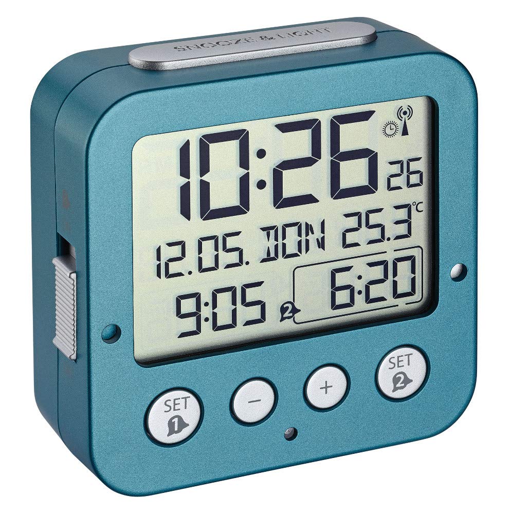 TFA Dostmann 60.2528 Bingo Radio-Controlled Alarm Clock (turquoise)