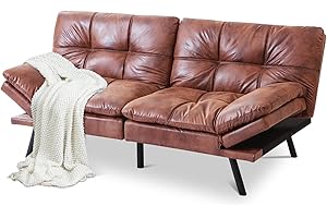 MUUEGM Futon,Futon Sofa Bed,Convertible Memory Foam Futon Couch,Sofa Bed Couch,Modern Futon Bed Loveseat Sofa Sleeper Splitback Sofa for Home,Apartment,Office,Living Room,Brown