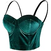 ELLACCI Velvet Soft Bustier Crop Top Push Up Women's Corset Top Bra Green