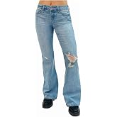 Rewash Womens Low Rise Destroyed Flare Regular Jeans