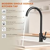 GRIFEMA G4008B Black Kitchen Tap 360° Spout Hot Cold Mixer Stainless Steel 3/8 view 4