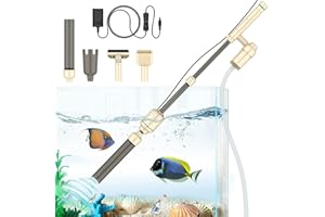 bedee Electric Aquarium Gravel Cleaner Vacuum, Fish Tank Vacuum Gravel Cleaner, 6 in 1 Automatic Aquarium Vacuum Cleaner Kit for Water Changing & Wash Sand with Adjustable Water Flow, DC 12V, 18W