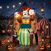ZOOMATOOE 8FT Giant Halloween Inflatables Outdoor Blow Up 3 Headed Clown | Scary Jester with Flashing LED Lights for Outdoor Halloween Yard Garden Porch Lawn Circus Carnival Party Decor Supplies