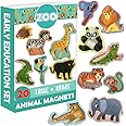 Zoo Animal Magnets for Kids -Real Large Fridge Magnets for Toddlers- Magnetic Educational Toys Baby 3 Year Old Baby Learning Magnets for Kids- Kid Magnets Magnetic Theatre-Jungle Animal Magnets