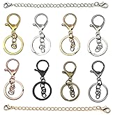 8 Pack Keychains with 2pcs Chain Keychain Rings Kit Findings Bulk for Crafts Keychain Making Supplie DIY Crafts Hardware Metal Swivel Snap Hook Lanyard Charms Clips Hooks