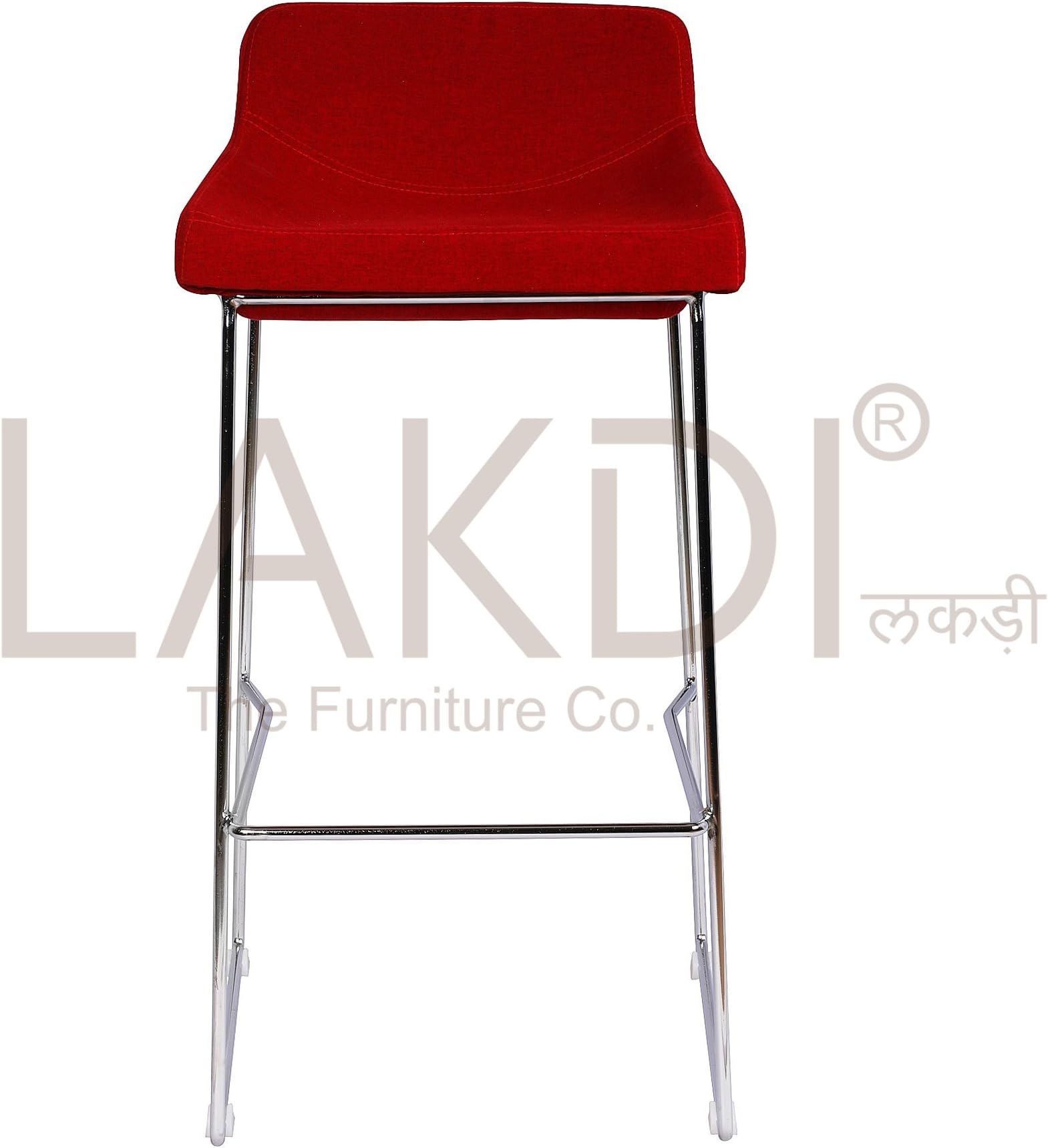 Lakdi Bar Stool for Cafe, Home (Red)