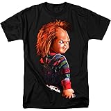 Amazon Com Chucky With A Bloody Face T Shirt Clothing - bloody chucky shirt roblox