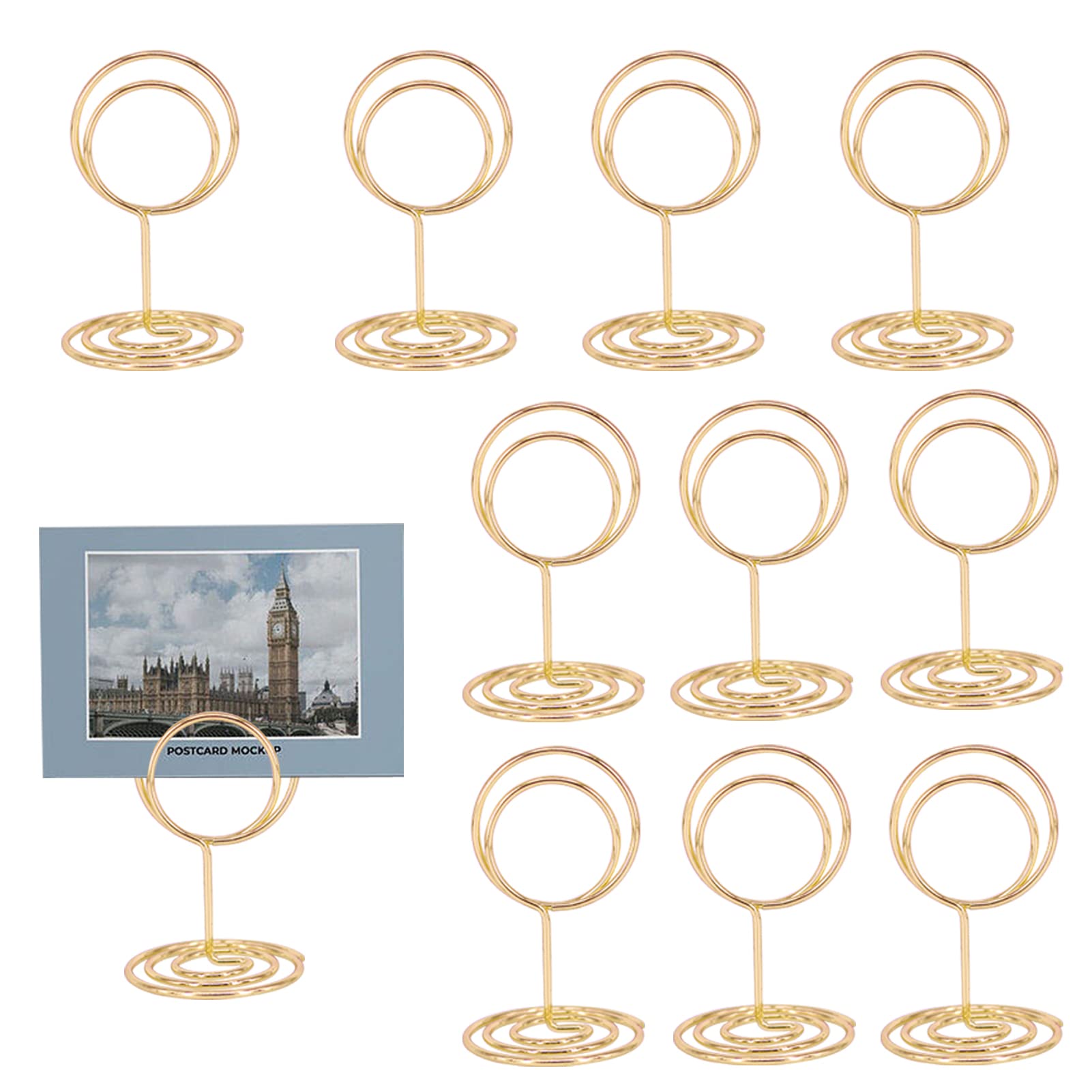 10Pcs Gold Table Number Holders 2 inch Mini Place Card Holder Table Number Stands Memo Holder Stand Photo Clip Holder Stand Table Top Photo Holders Metal Card Table Holder for Wedding Party Restaurant