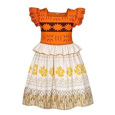 AmzBarley Moana Dress for Girls Fancy Party Cosplay Dress up Outfits Costumes Age 1-12 Years