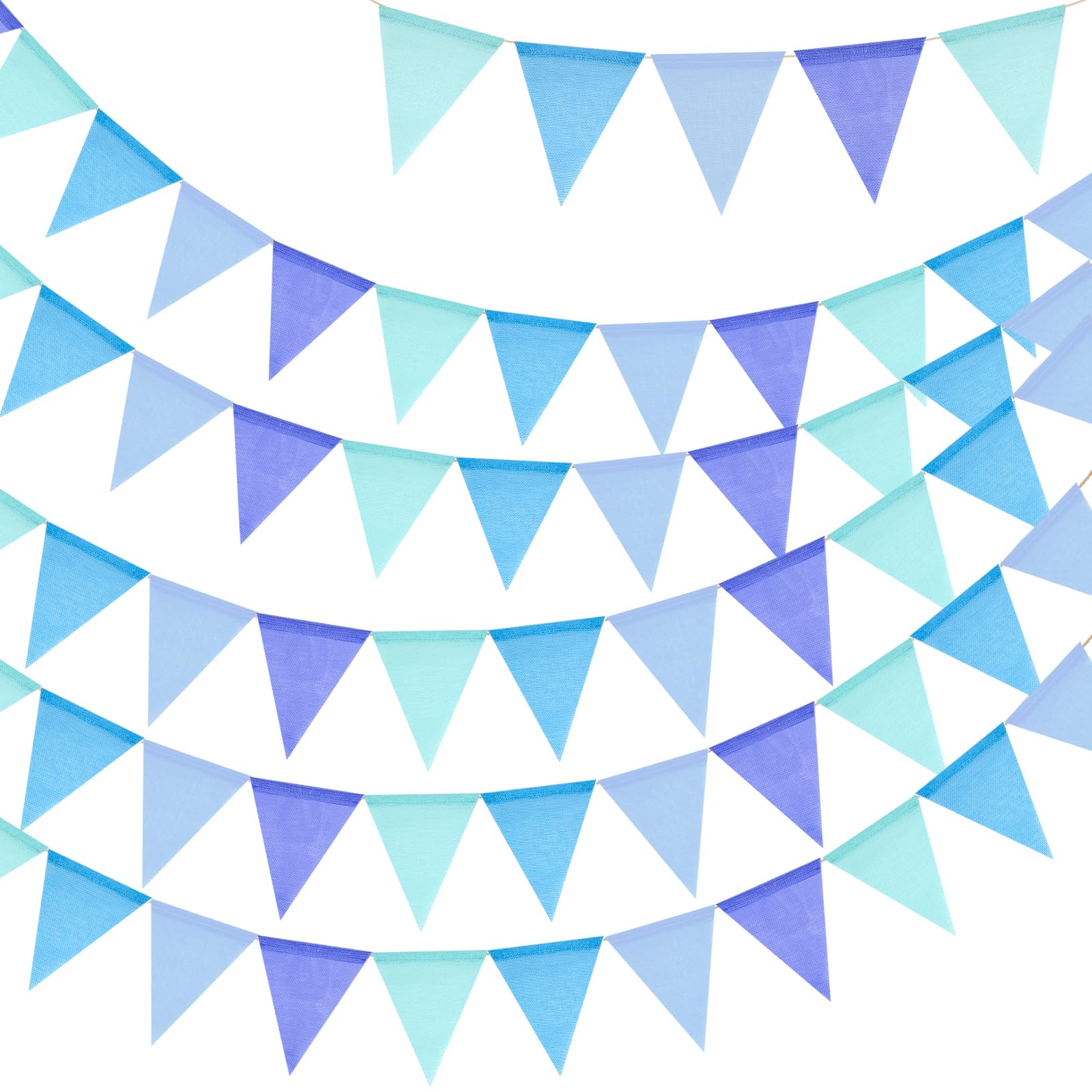 G2PLUS 20M Blue Burlap Bunting, 60PCS Blue Hessian Bunting, Reusable Outdoor Waterproof Bunting, Burlap Banner for Birthday, Baby Shower, Wedding, Nursery/Garden Decoration