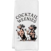 Cilrii Funny Cocktail Dachshund Kitchen Towels, Gifts for Cocktail Lovers Dish Tea Towels, Weiner Dog Dachshund Lover Gifts Decorative Hand Towel for Kitchen Bar Cart, 16x24 Inch