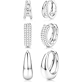 YADOCA Small Gold Hoop Earrings for Women - Hypoallergenic Chunky Gold Silver Hoops Earring Stacks Small 14K Gold Filled Huggie Earrings Set for Multiple Piercing 8/10/12M