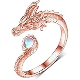 qielizhu Dragon Ring 925 Sterling Silver Dragon/Snake/Fox/Cat/Phoenix/Octopus/Wolf Ring Animal Jewelry Gifts for Women Men