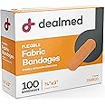 Dealmed Fabric Flexible Adhesive Bandages – 100 Count (1 Pack) Bandages with Non-Stick Pad, Latex Free, Wound Care for First Aid Kit, 3" x 3/4"