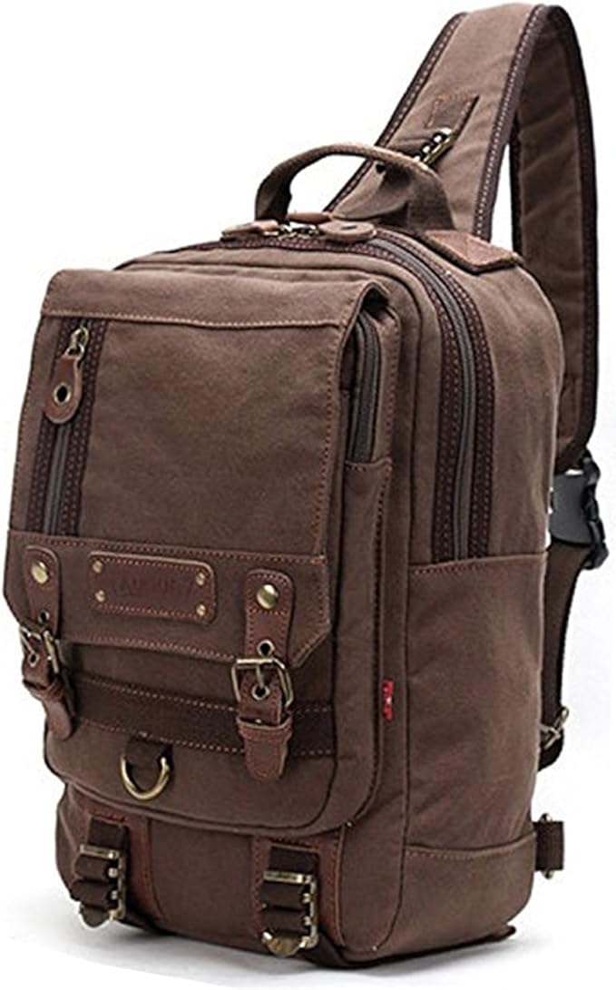 Canvas Cross Body Bag Messenger Shoulder Bag Sling Backpack fits 13inch Laptop
