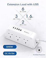 Addtam 3M Extension Cable 6 Outlets USB Ports 5 USB Power Strip 3M Braided view 2