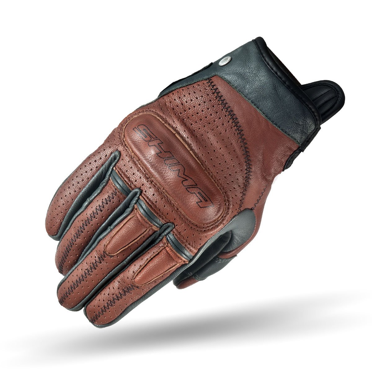 SHIMA CALIBER Motorbike Gloves Men Leather Summer Biker Armoured Protectors Motorcycle Perforated Ventilated Reinforced Motorsport Glove Street Motorbikes (Mens, Men / Brown, XL)