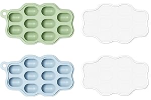 HEOMOONE Baby Food Freezer Tray with Lid 2 Pack, Silicone Nibble Tray, Fruit Feeder Teether, Breastmilk Popsicle Mold, Food Storage Container, Ice Cube Maker for Homemade Baby Meals