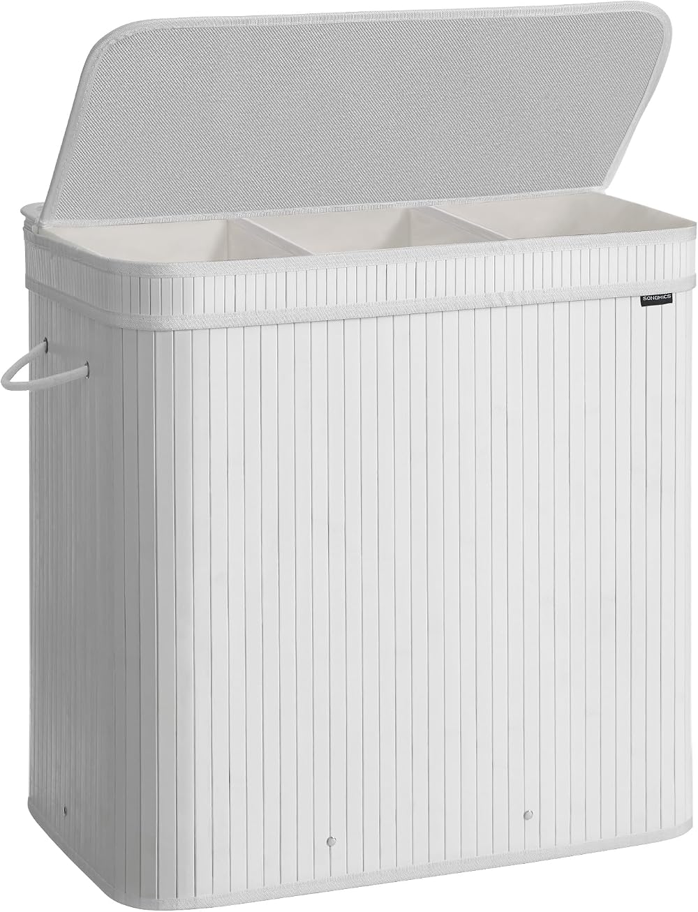 SONGMICS Bamboo Laundry Hamper with Lid 150 L Removable Liner Handles