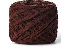 OMOIUT Plush Chenille Chunky Yarn 100g (49.2yd) - Fluffy Velvet Yarn Crochet for Blanket Knitting and Crocheting - Baby Yarn for Crocheting Soft - Amigurumi Yarn (Coffee)