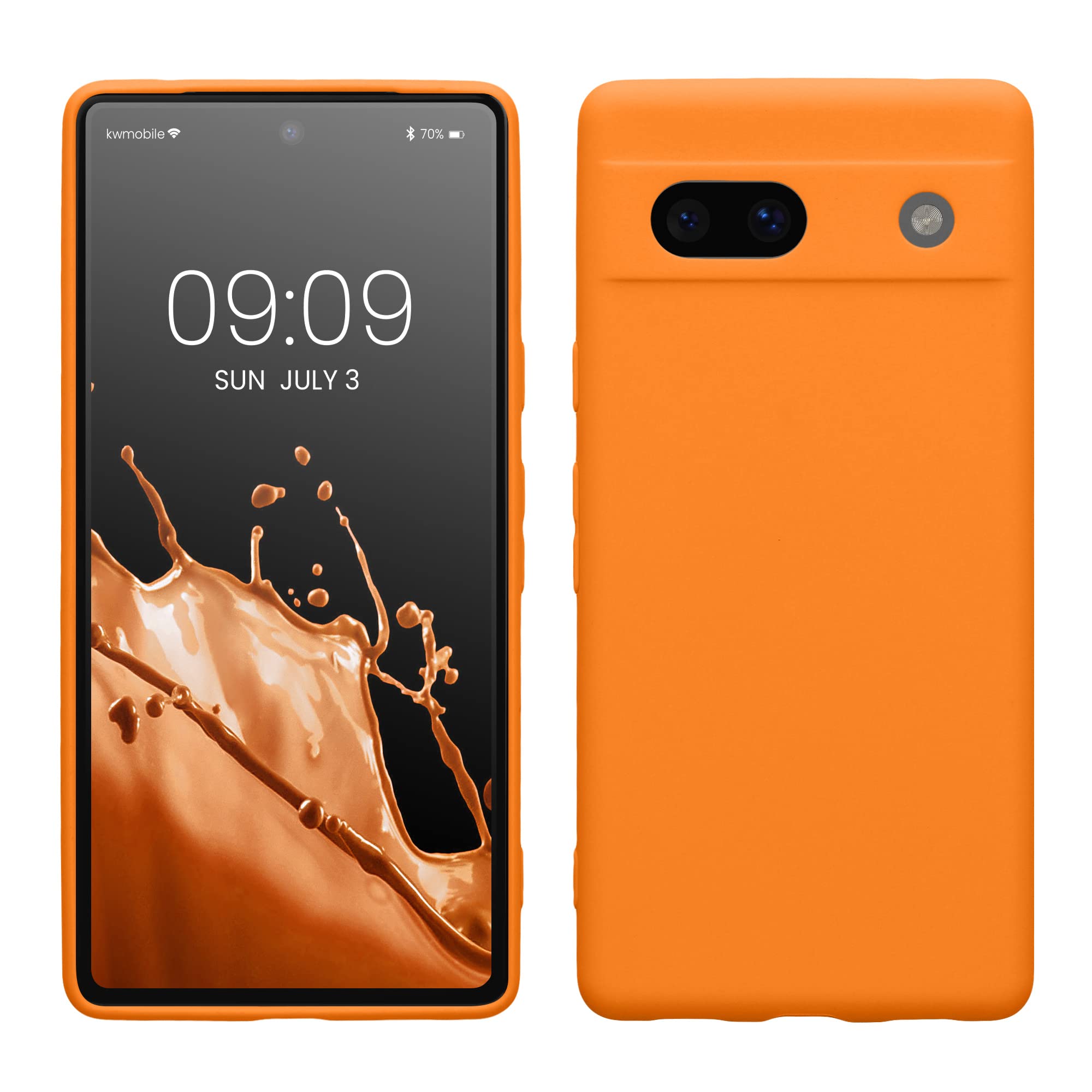 kwmobile Case for Google Pixel 7a Case - Protective Slim TPU Phone Cover - Soft Matte Finish - Fruity Orange — image 1