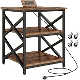 METYERRY 24"x23.6" Large Printer Stand with Power Outlet, 3 Tier Cart | Adjustable Shelf, Fits 3D Printers, Laser Printers and Heat Press, 200 lbs Heavy Duty, Industrial Wheels, Home Office