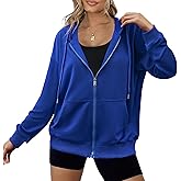 Zeagoo Women's Lightweight Hoodies Full Zip Up Oversized Sweatshirts with Pockets Long Sleeve Thin Casual Hooded Jackets
