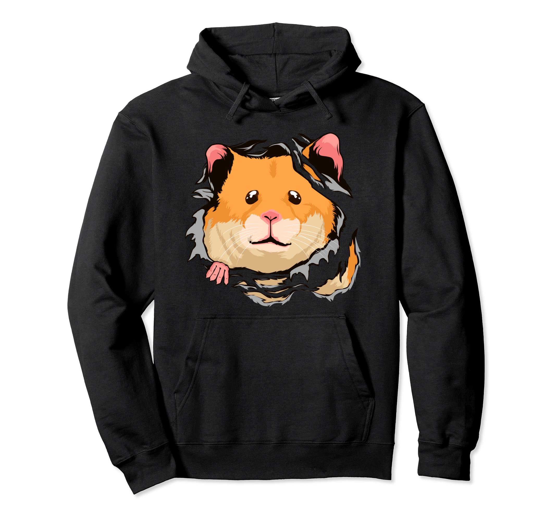 Hamster From Inside Torn Apparel Hammy Hamster Pullover Hoodie