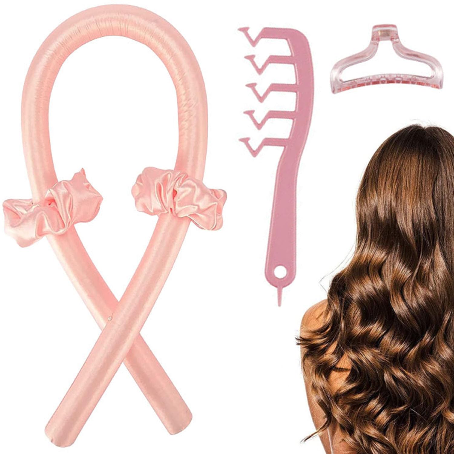 Heatless Curling Set, Heatless Curling Rod Headband, No Heat Hair Curlers, Women Heatless Curls, High Resilience Sponge Heatless Hair Curler, Heatless Curlers Headband Kit for Short Hair & Long Hair