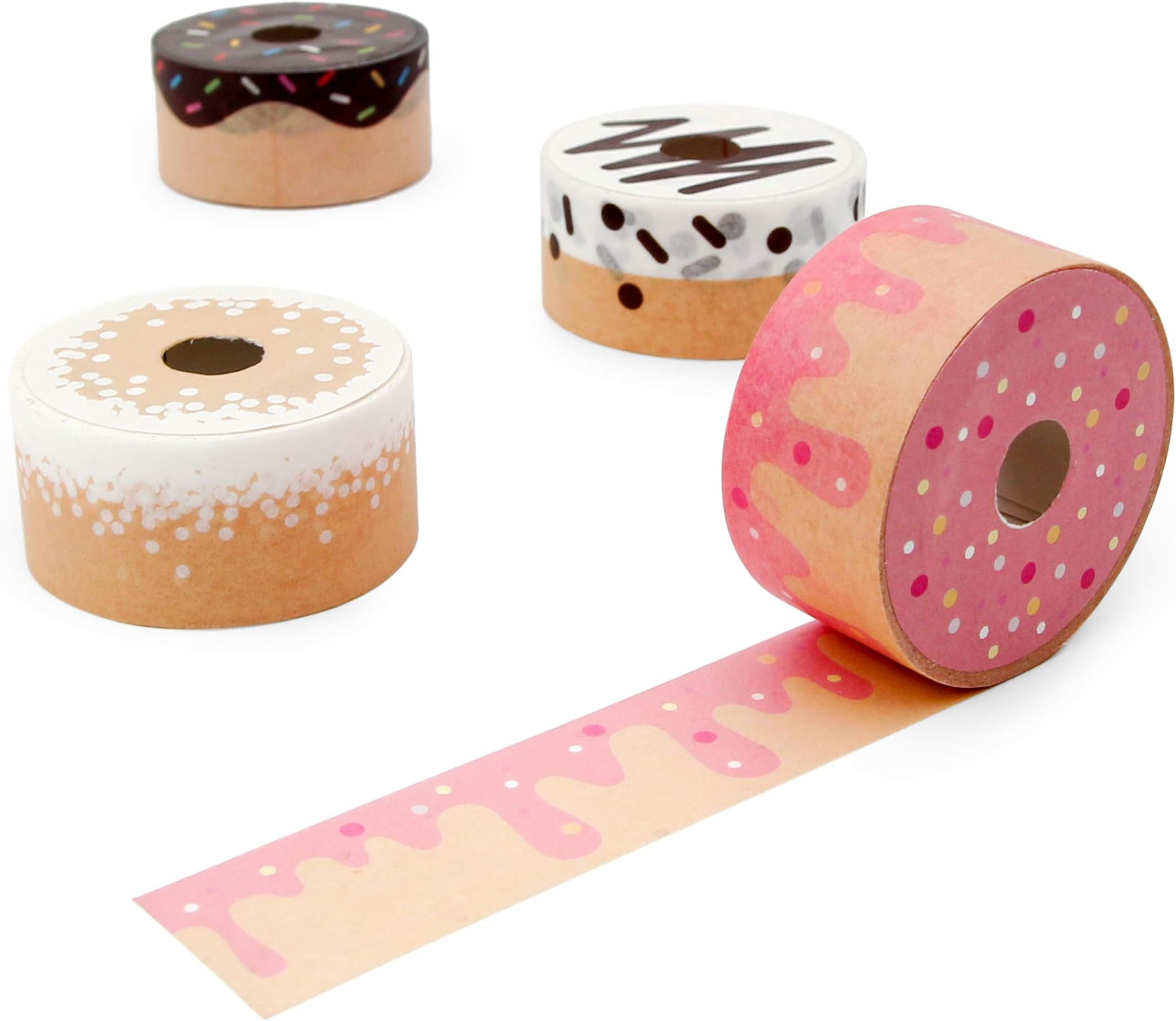 SUCK UK Doughnut Decorative Paper Washi Novelty Masking Adhesive Set of 4 Quality Tapes | Quirky & Cute Design, Multicolour, One Size
