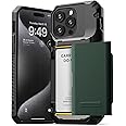 VRS DESIGN Compatible with iPhone 15 Pro Max Case with Card Holder [Damda Glide Pro], Sturdy Semi Auto 4-Card Slot, High Durability & Style Designed for iPhone 15 Pro Max (2023) Metallic Green