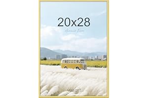 Veelot 20x28 Picture Frame, Gold Aluminum Frame,Thick Border, Shatterproof Plexiglass,Wall Mountable,1-Pack Metal Frame,Extra