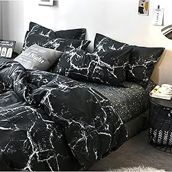 Houseri Black Marble Comforter Set Queen Size, All