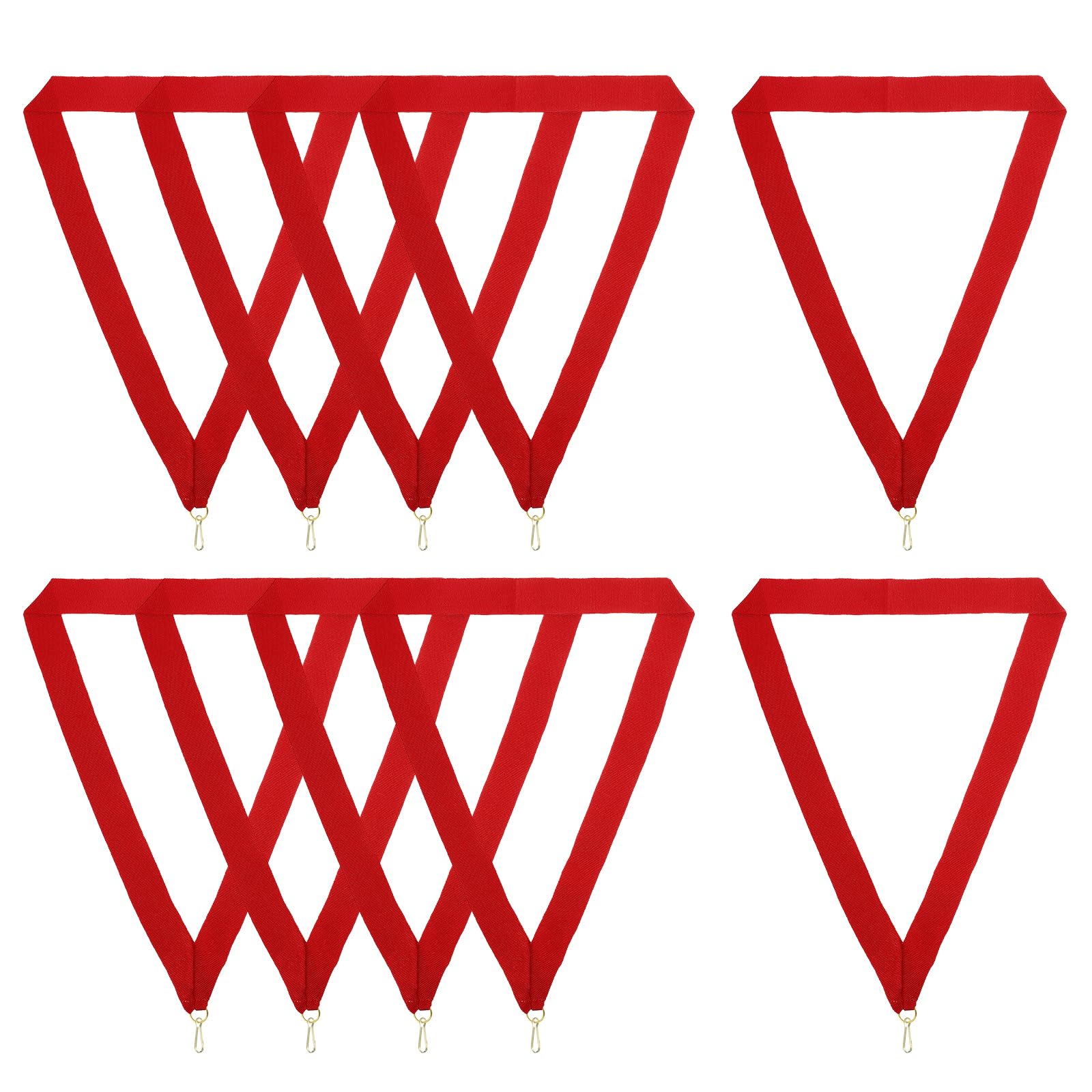 PATIKIL Award Neck Ribbons with Snap Clips, 10 Pcs Polyester Striped Medal Lanyards Ribbon for Competitions Sports Meetings Sports Party, Red