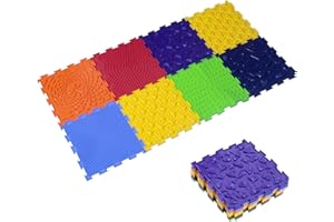 AUMAYCO Sensory Mats for Autistic Children 8PCS, Fun Rainbow Set of Sensory Mat Assorted Pattern Sensory Play Mats for Floor, Foot Massage Mats, Game Mats, Orthopedic Floor Mats, Rainbow Colors