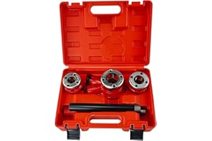 YuYBrightmi Pipe Threader Ratchet Kit, 1/2" 3/4" 1" Manual Pipe Threading Tool Set with 3 Dies, Heavy Duty Ratcheting Threade