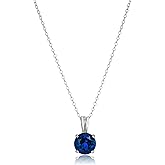 Amazon Essentials Sterling Silver Round Cut Birthstone Pendant Necklace 18