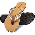 Pevino Women's Orthotic Flip Flops,Casual Comfortable Yoga Mat Thong Sandal with Arch Support