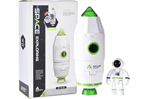 Dazmers Spaceship Toy Set - Spacecraft Toy with Light Effect for Boys - Shuttle Rocket Ship Playset for Kids - Gift-Worthy for Cosmic Enthusiast - 7.2'' x 2.6'' - White